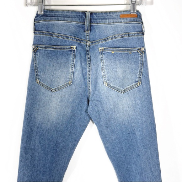 Anthropologie Pilcro Patchwork Step Hem Fringe Hem Distressed Skinny Jeans - Picture 9 of 15